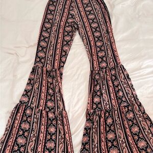 70’s Style Vintage Flared Pants with Paisley Print